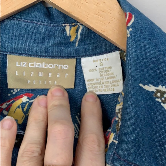 Vintage Liz Claiborne Button Up Jean Shirt Small Petite - Picture 3 of 5